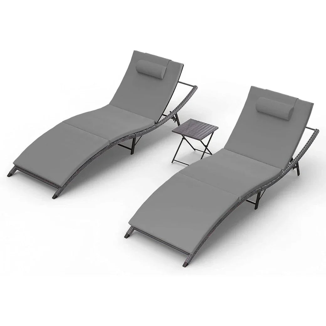 Kullavik 3-teiliges Outdoor-Lounge-Set mit Liegestühlen