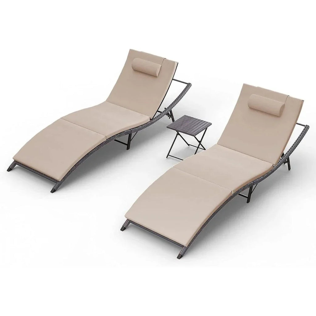 Kullavik 3-teiliges Outdoor-Lounge-Set mit Liegestühlen