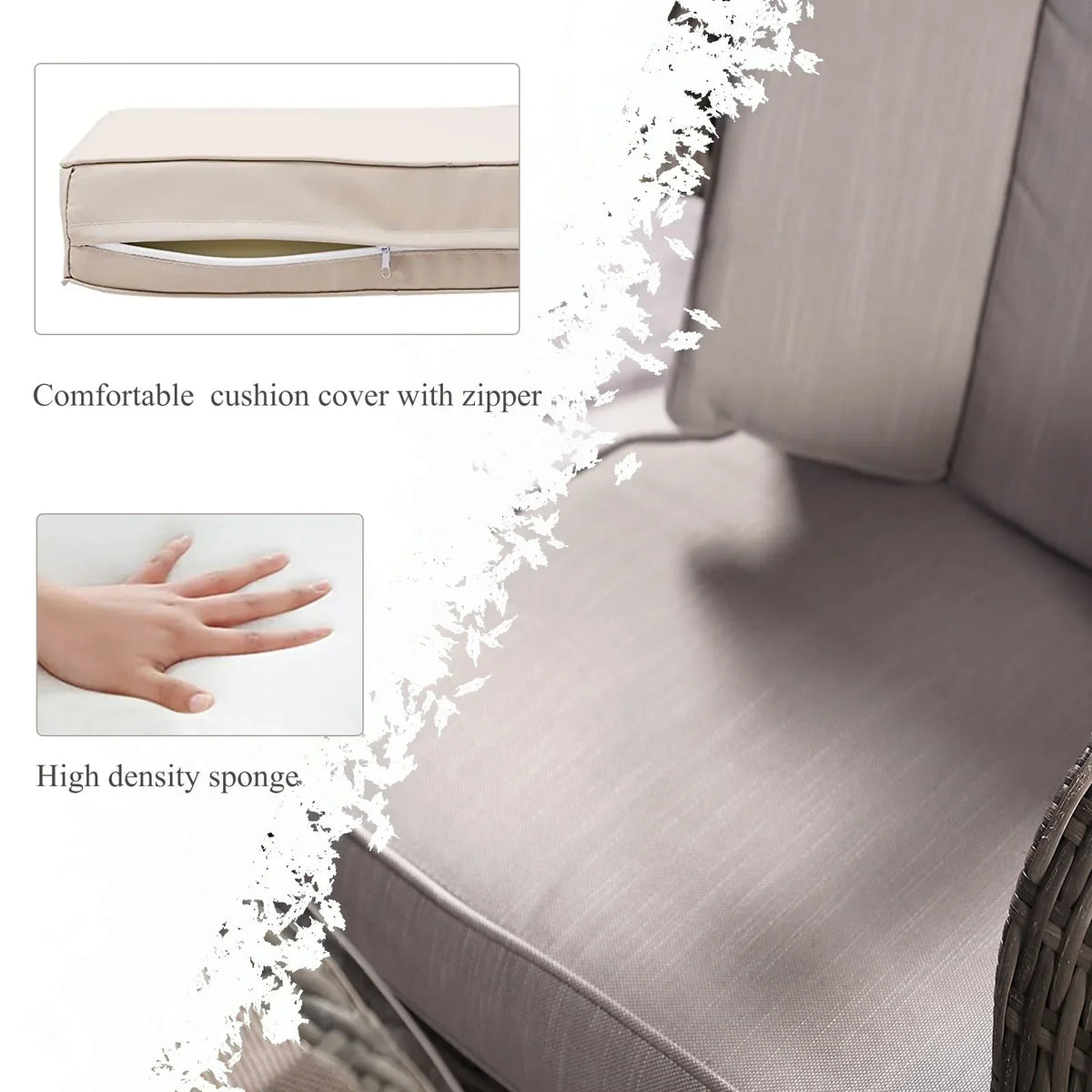 Ensemble de salle à manger rond de patio en rotin tressé d’extérieur, 7 pièces avec coussins, par Moda Furnishings
