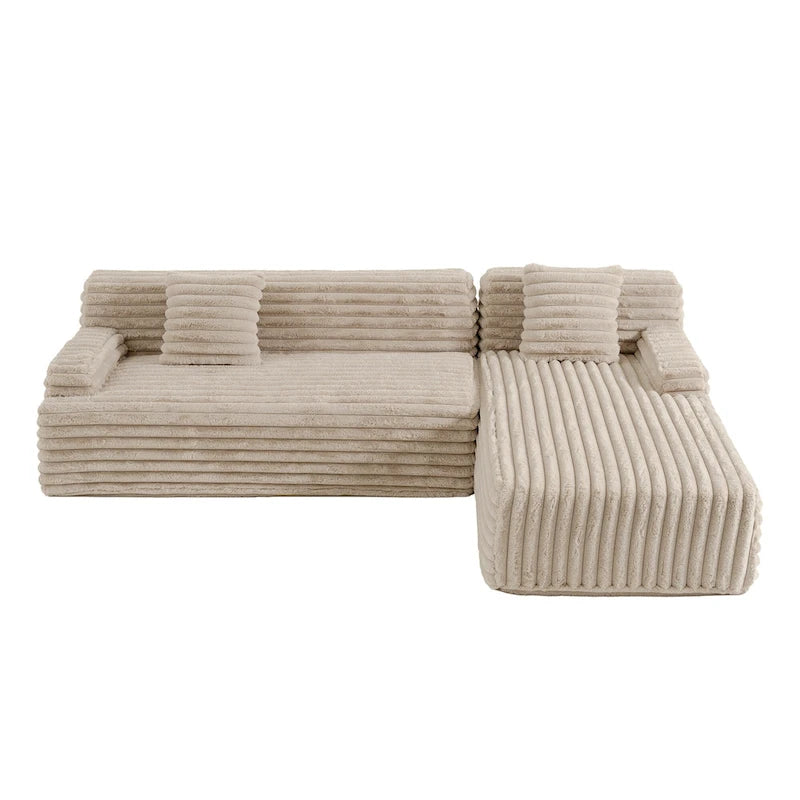 Modułowa sofa narożna Cloud, nowoczesna tapicerowana kanapa z 2 poduszkami dekoracyjnymi, dowolnie konfigurowana, w kształcie litery L