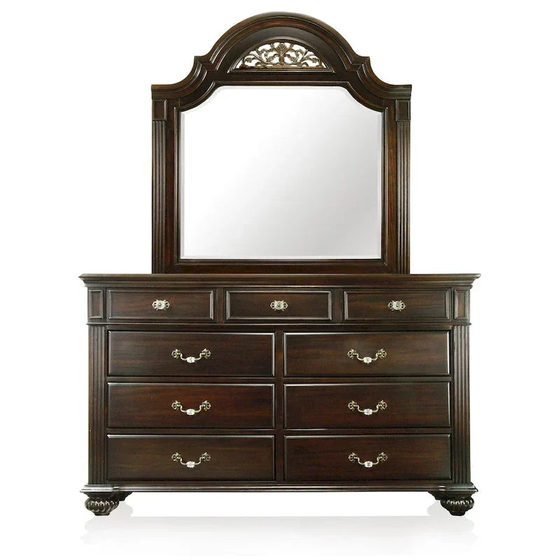 Vame traditionelle 2-teilige Kommode mit 9 Schubladen und Spiegel von Furniture of America