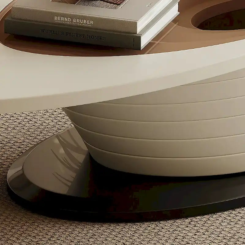 Ovaler Couchtisch mit Glasplatte, moderne, minimalistische Light-Luxury-Optik, graues Gestell, 51 in. - L 51.18'W 25.59'H 14.37'