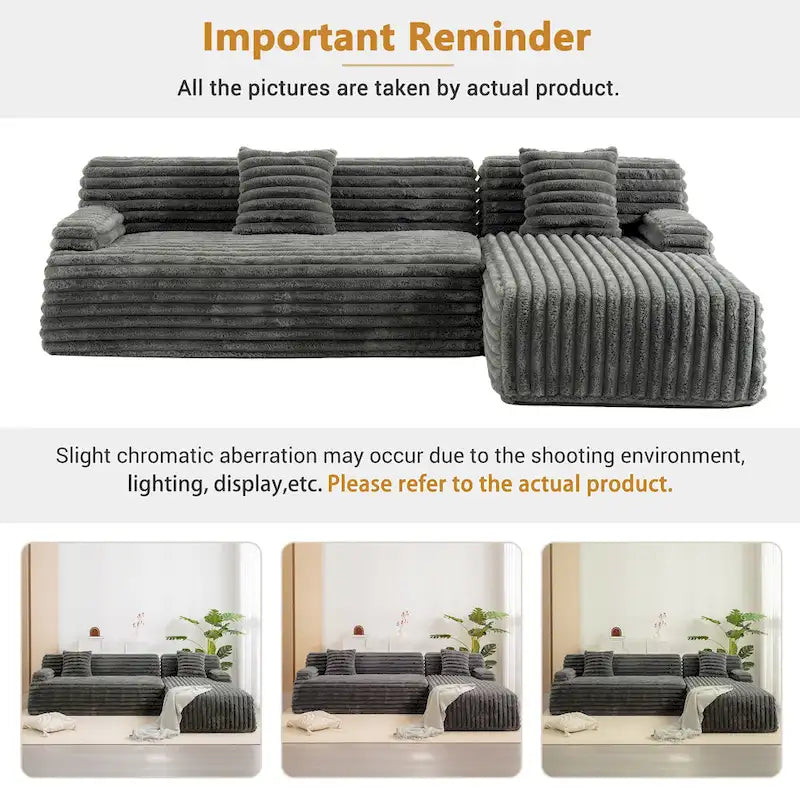 Modułowa sofa narożna Cloud, nowoczesna tapicerowana kanapa z 2 poduszkami dekoracyjnymi, dowolnie konfigurowana, w kształcie litery L