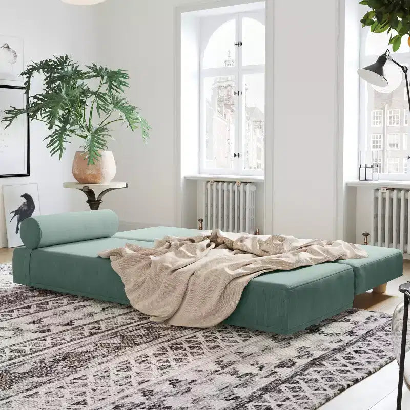 Ligbed / uitklapbaar queensize logeerbed - microfluweel