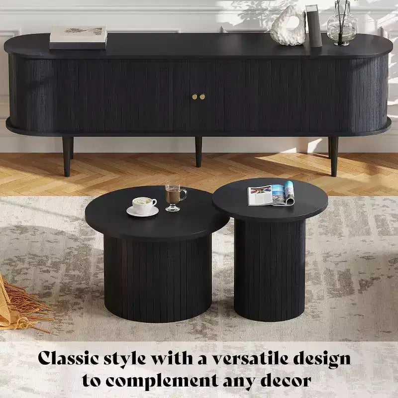 Meuble TV AMERLIFE 70 avec pieds en bois massif, console TV moderne du milieu du siècle avec porte tambour