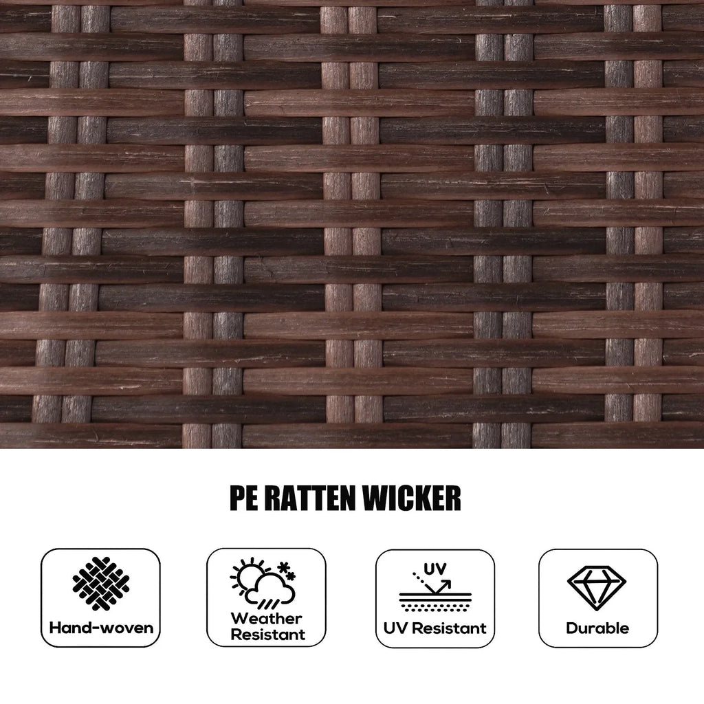 Ensemble de salle à manger rond de patio en rotin tressé d’extérieur, 7 pièces avec coussins, par Moda Furnishings