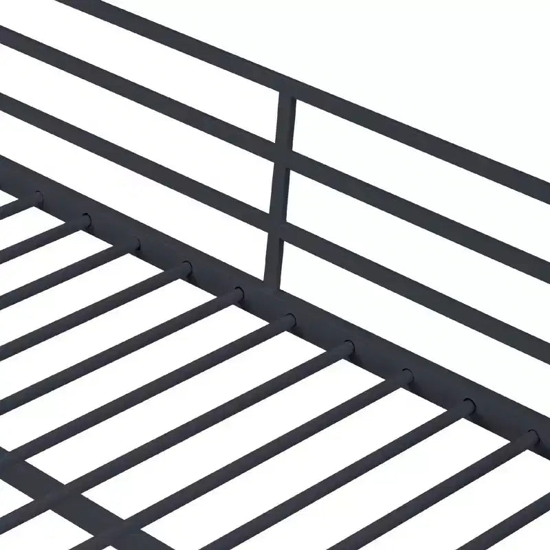 Metall-Hochbett für Einzelbettmatratze mit Schutzgittern und gerader Leiter