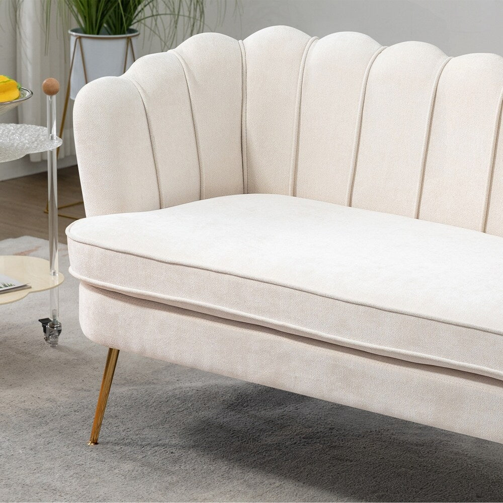 Kleines Mini-Zweisitzer-Sofa mit goldenen Metallbeinen - 2-Sitzer