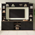 Meuble mural de divertissement de style champêtre ModernLuxe 4 en 1, compatible avec les téléviseurs jusqu'à 70, meuble TV et console multimédia avec étagères réglables et tiroirs