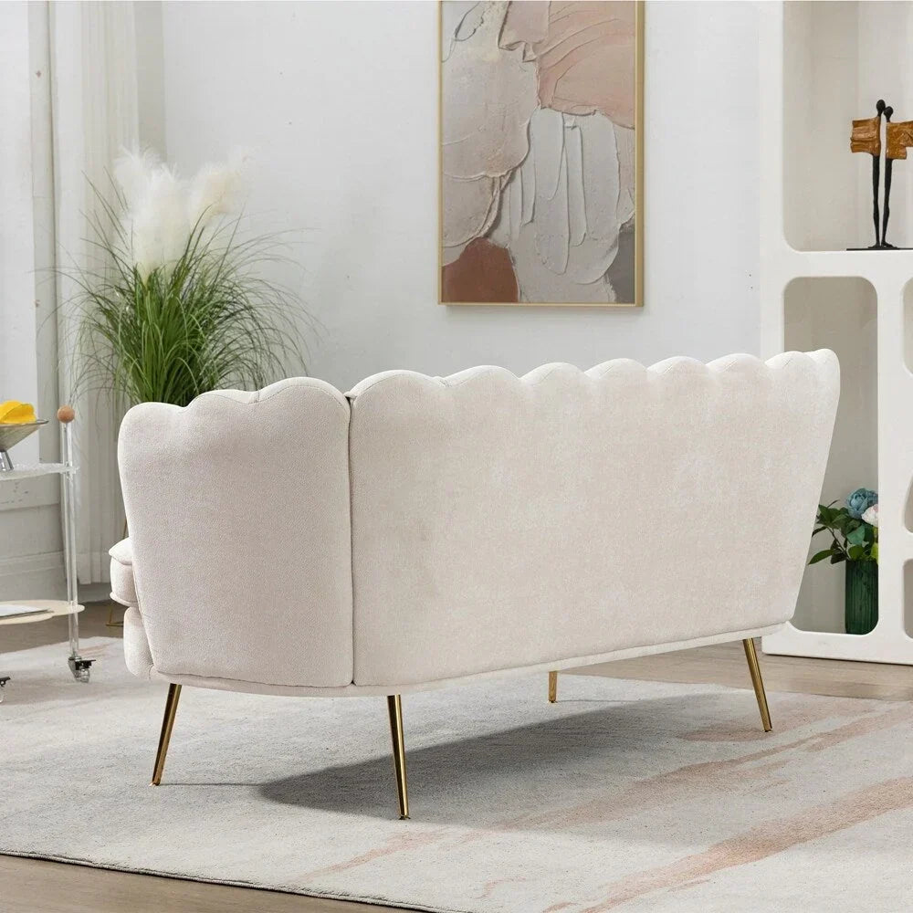 Kleines Mini-Zweisitzer-Sofa mit goldenen Metallbeinen - 2-Sitzer