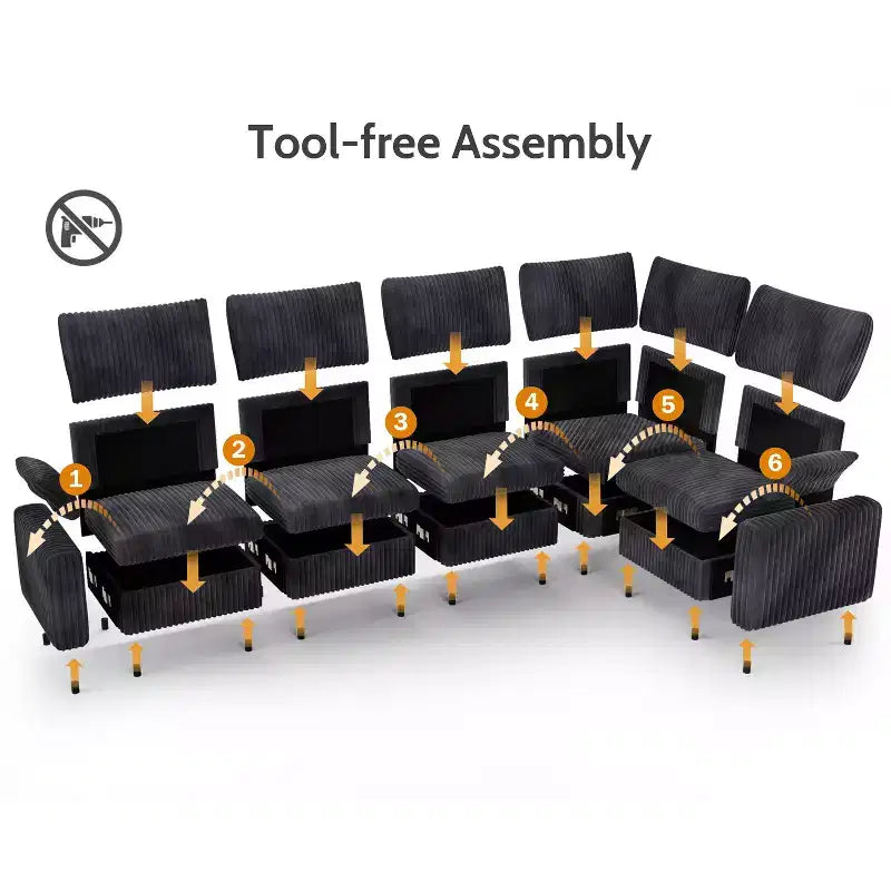 Modulares Cordsofa von Dyonery mit waschbaren Bezügen
