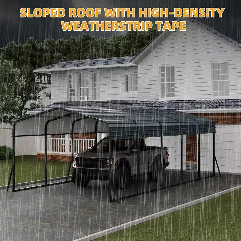 LinTimes 12x24 FT Metall-Carport mit Dach aus verzinktem Stahl, pulverbeschichtetem Rahmen und wasserabweisendem Schutz für Fahrzeuge im Freien