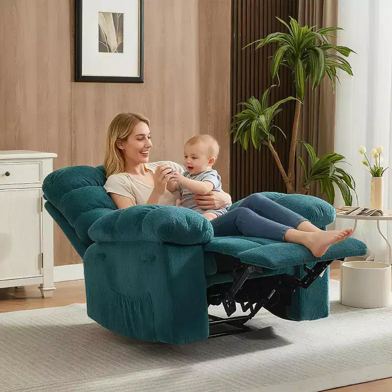 Manueller Relaxsessel aus ergonomischem, atmungsaktivem Stoff mit Seitentaschen, Einzelsessel, geeignet für Wohnzimmer und Schlafzimmer