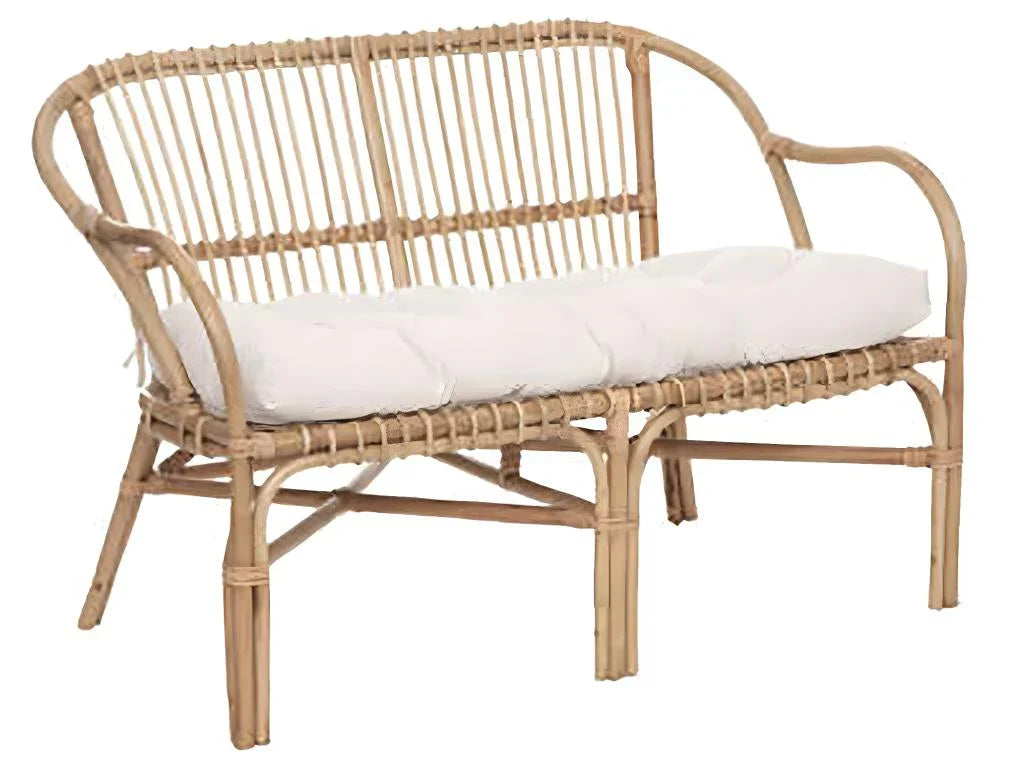 Rattanbank mit Sitzplätzen - Weiß