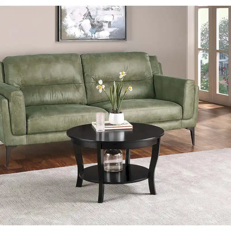 Runder Couchtisch mit Ablage aus der American-Heritage-Kollektion von Convenience Concepts