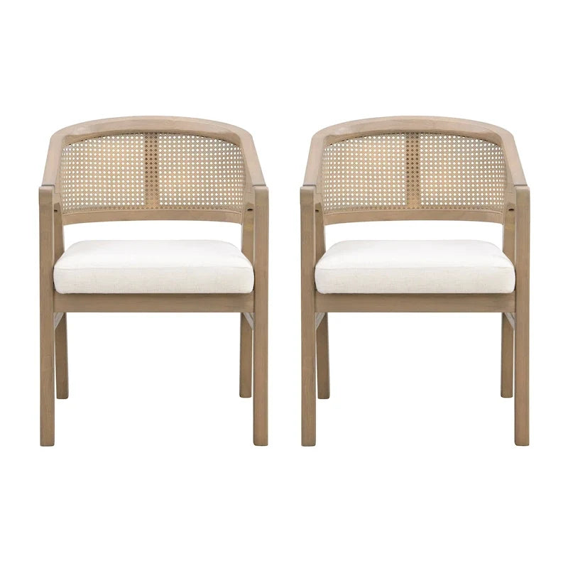 Christopher Knight Home - Esszimmerstuhl mit Rohrgeflecht und Polster (2er-Set)