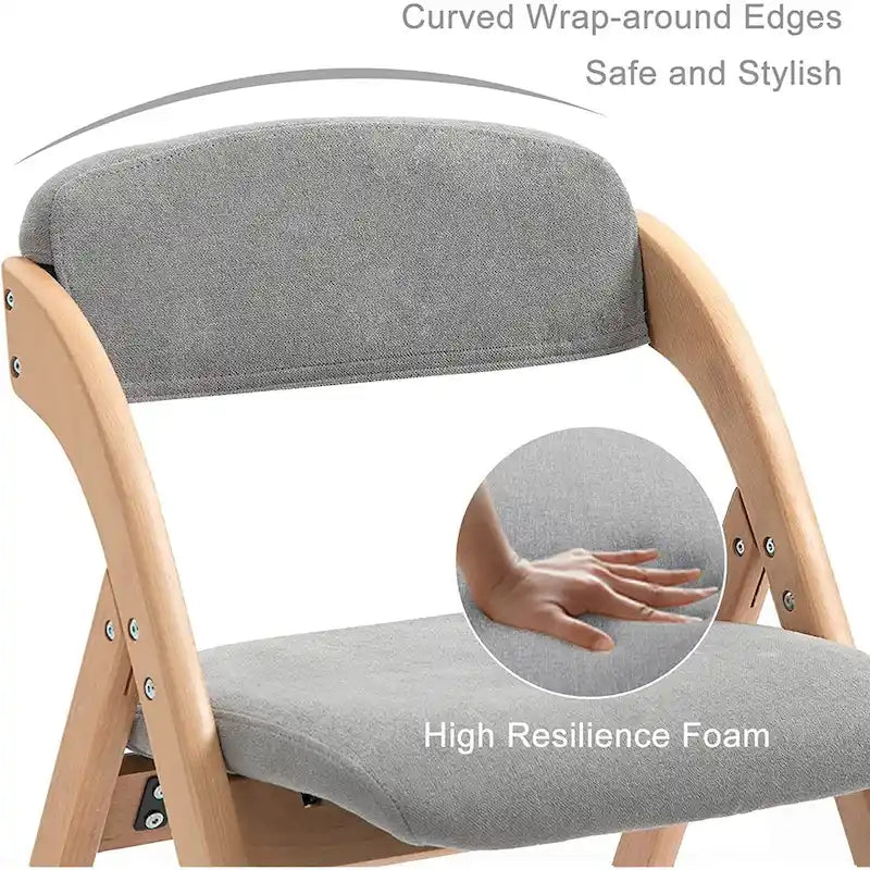 Stapelbare houten eetkamerstoelen met klapfunctie en gevoerde zittingen (set van 4)