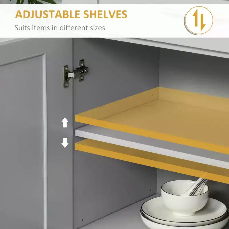 Placard de cuisine moderne indépendant avec portes et tiroir, étagères réglables