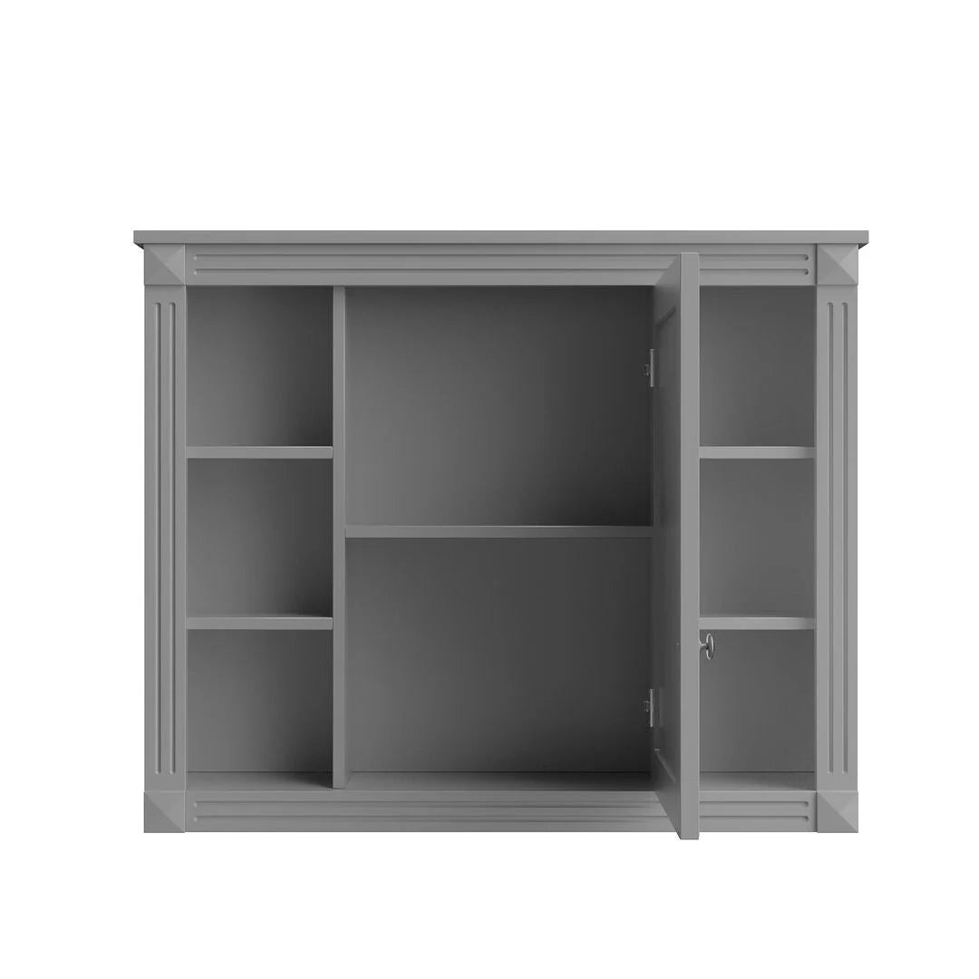 Moderne badkamermeubelset van 36' met wastafelblad en spiegelkast, 2 deuren en 2 laden