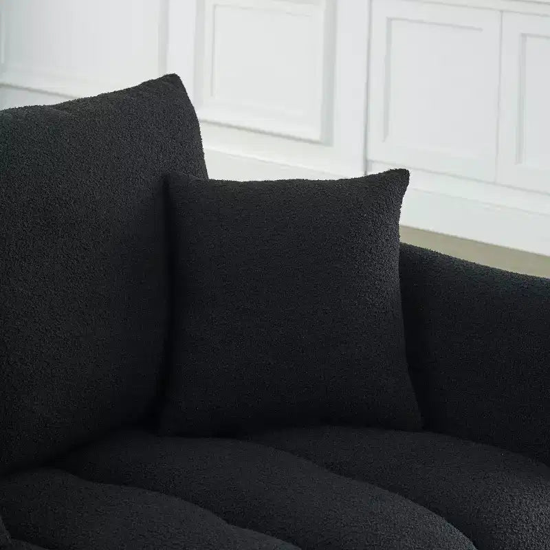 GDFStudio Alanna modernes 3-Sitzer-Sofa mit Teddy-Stoffbezug und Kissen, 79.5