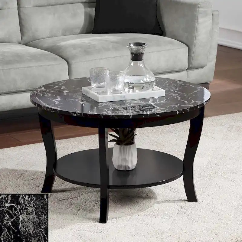 Runder Couchtisch mit Ablage aus der American-Heritage-Kollektion von Convenience Concepts