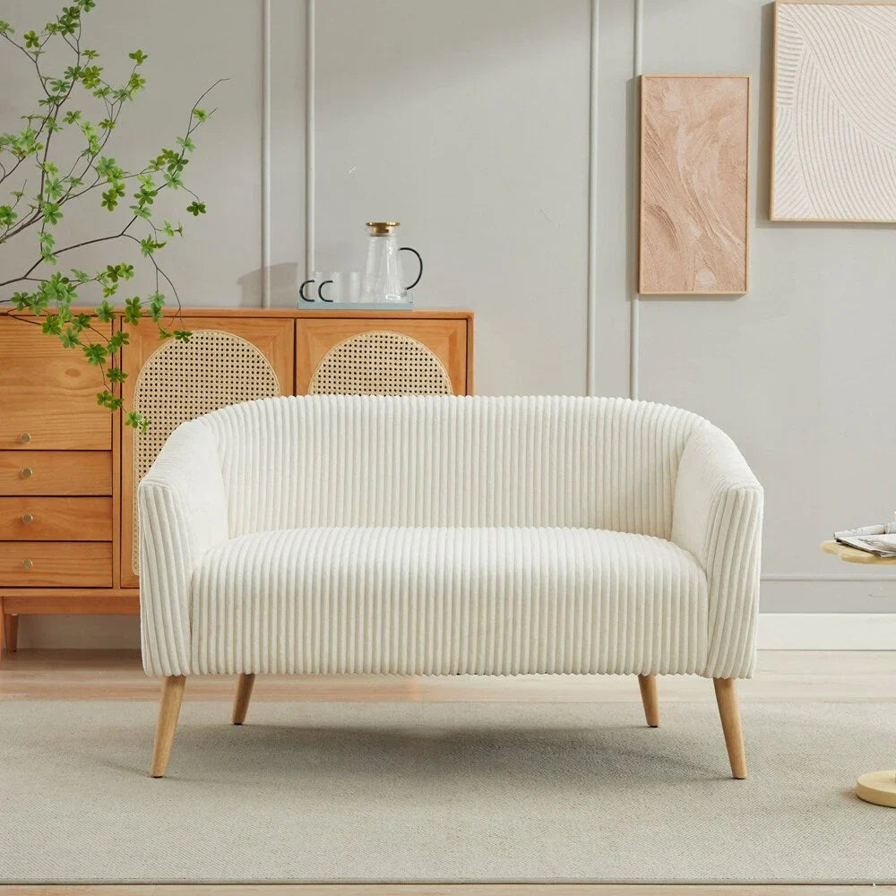 2-Sitzer-Sofa mit Cordbezug und Beinen aus Walnussholz