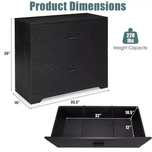 2-Drawer Lateral File Cabinet with Adjustable Bars for Home Office, Black