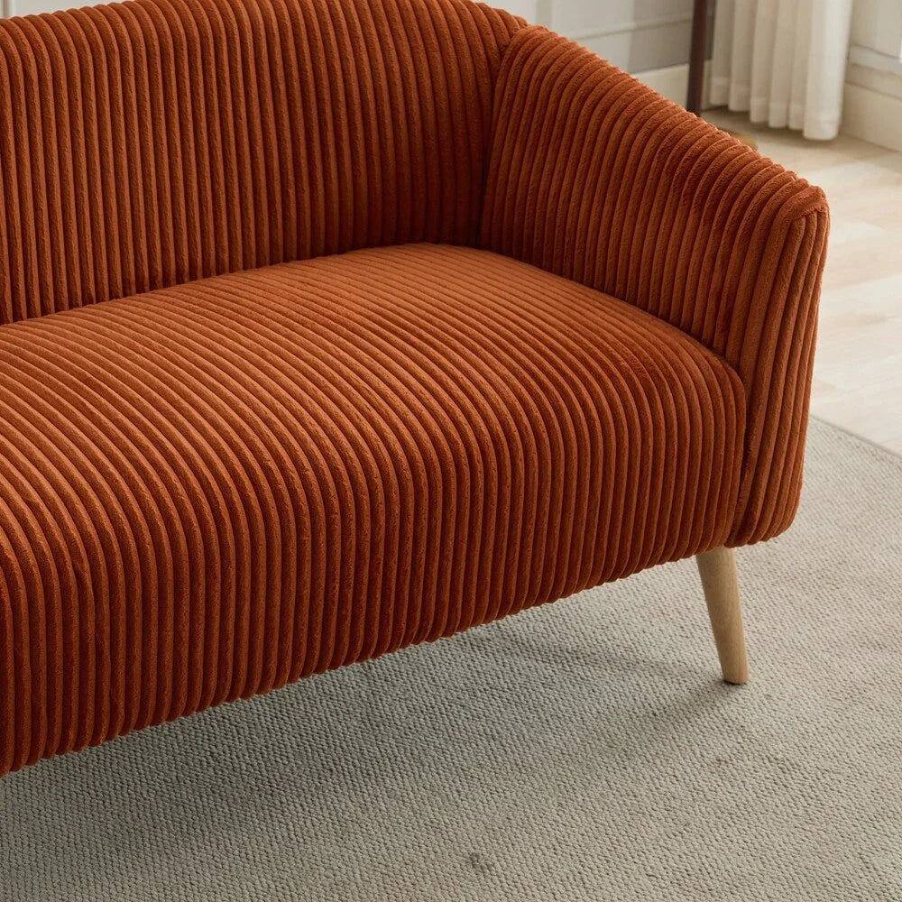 2-Sitzer-Sofa mit Cordbezug und Beinen aus Walnussholz
