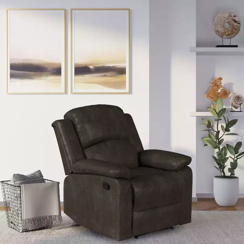 Recliner Chair with Built-In Storage and Cup Holders, High-Density Foam, 250 lb Capacity