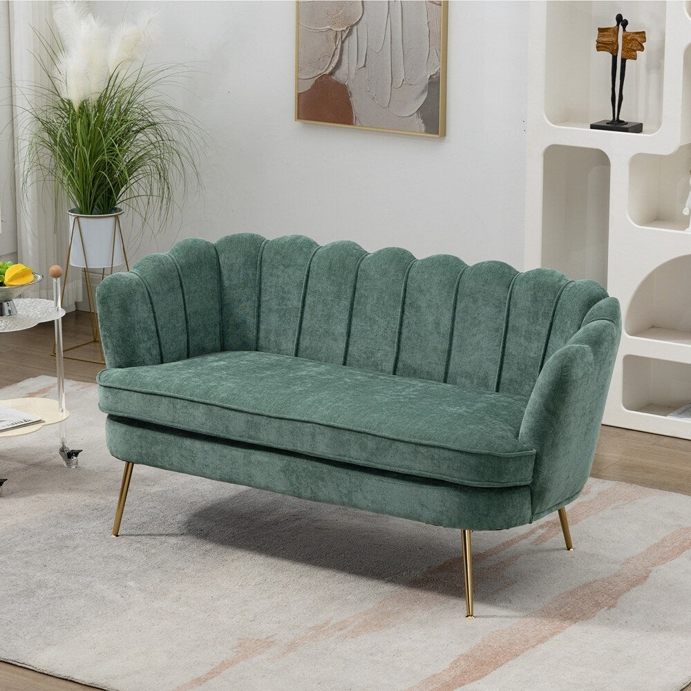Kleines Mini-Zweisitzer-Sofa mit goldenen Metallbeinen - 2-Sitzer