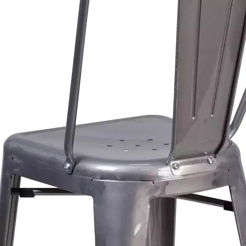 Modern Counter Height Stool with Powder Coated Metal Frame, Clear Coated Finish, Indoor Use