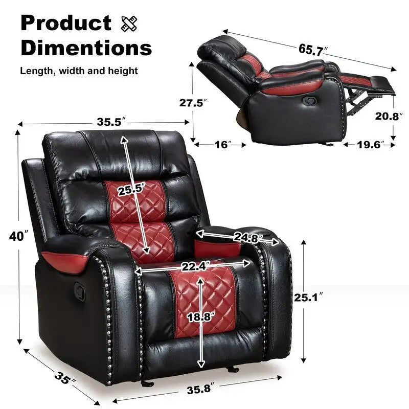 Extra grote fauteuil met verstelbare rugleuning van kunstleer in Amerikaans design voor de woonkamer