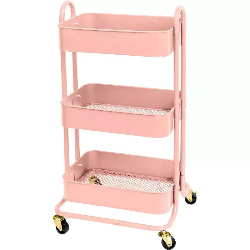 Storage Cart with Handles, Pink