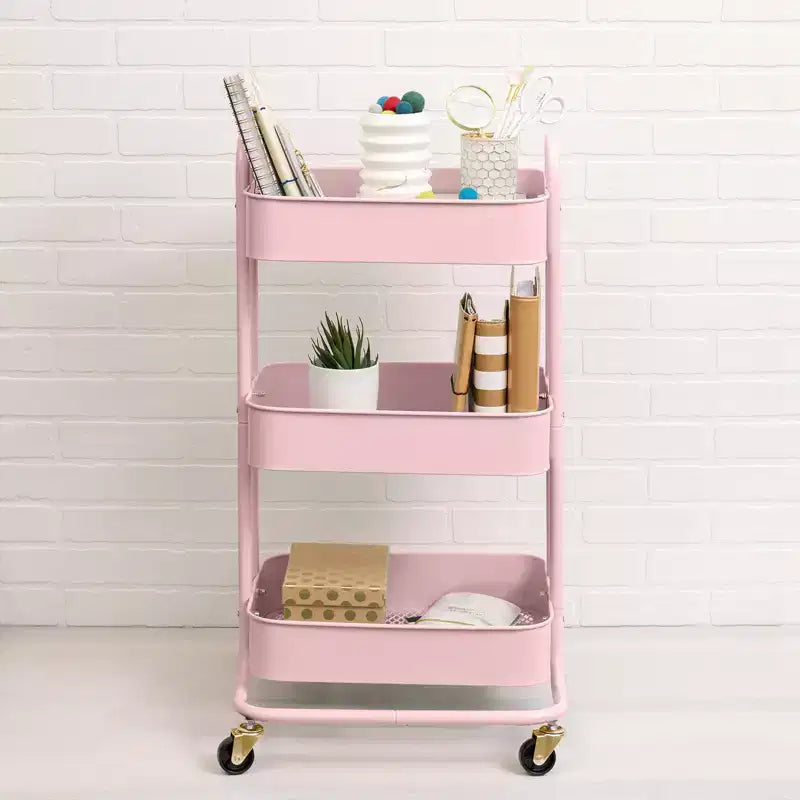 Storage Cart with Handles, Pink