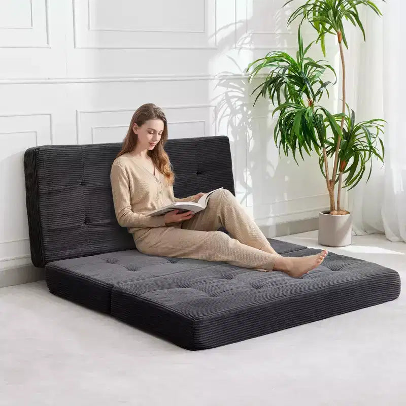 Canapé-lit pliable en trois avec matelas en mousse à mémoire de forme de 39x75, matelas capitonné de 6