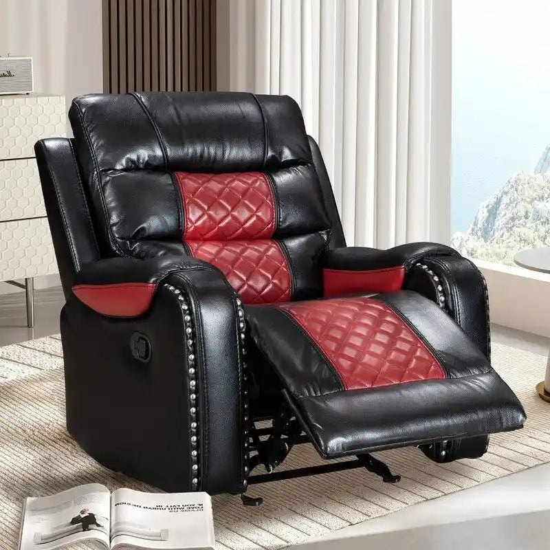 Extra grote fauteuil met verstelbare rugleuning van kunstleer in Amerikaans design voor de woonkamer