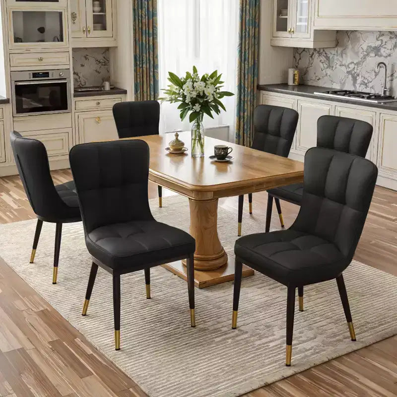 Bekrvio Esszimmerstühle, 6er-Set, moderne Sitzfläche aus Kunstleder mit Polsterung und hoher Rückenlehne, Metallbeine, armlose Küchenstühle für Wohn- und Esszimmer
