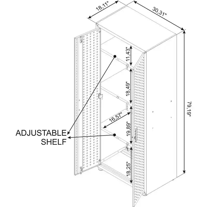 Armoire de rangement haute pour garage avec portes, acier robuste  