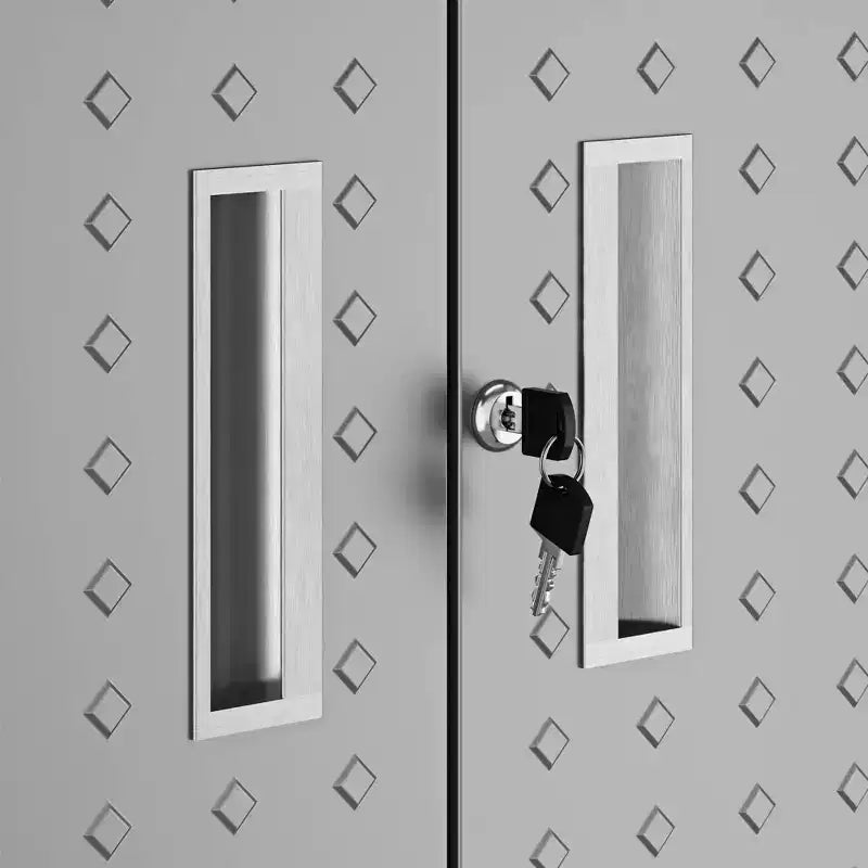Armoire de rangement haute pour garage avec portes, acier robuste  