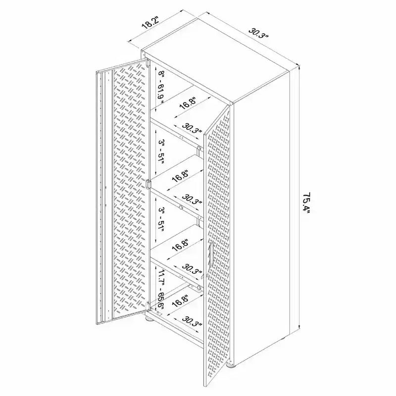 Armoire de rangement haute pour garage avec portes, acier robuste  