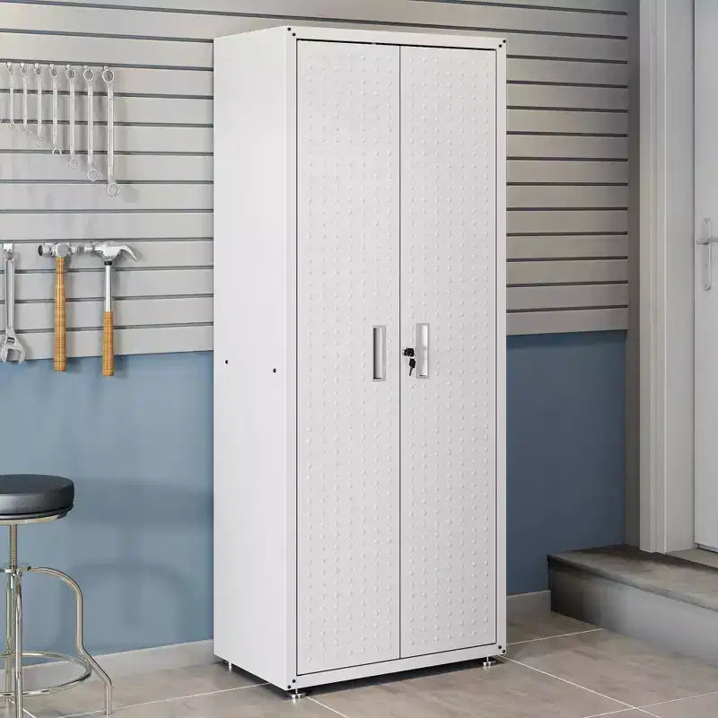 Armoire de rangement haute pour garage avec portes, acier robuste  