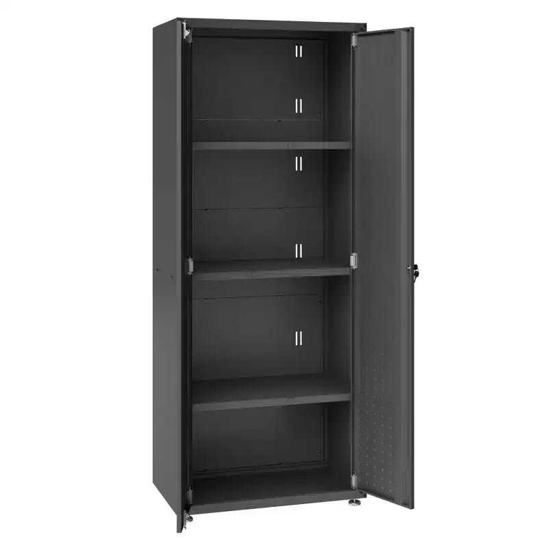 Armoire de rangement haute pour garage avec portes, acier robuste  