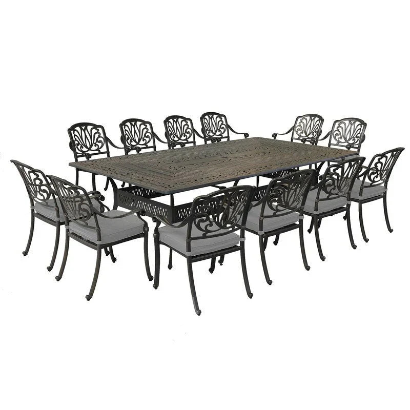 13-teiliges Essplatz-Set Manasquan aus Aluminium in Gunmetal von Havenside Home