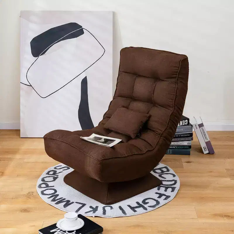Sedia da pavimento girevole con cuscino massaggiante, schienale regolabile a 5 livelli, grigio/nero/marrone