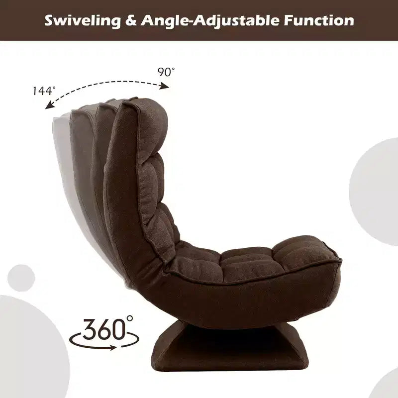 Sedia da pavimento girevole con cuscino massaggiante, schienale regolabile a 5 livelli, grigio/nero/marrone