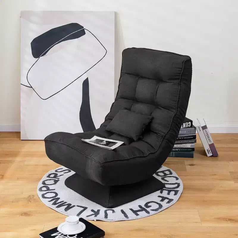 Sedia da pavimento girevole con cuscino massaggiante, schienale regolabile a 5 livelli, grigio/nero/marrone