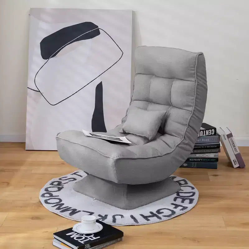 Sedia da pavimento girevole con cuscino massaggiante, schienale regolabile a 5 livelli, grigio/nero/marrone