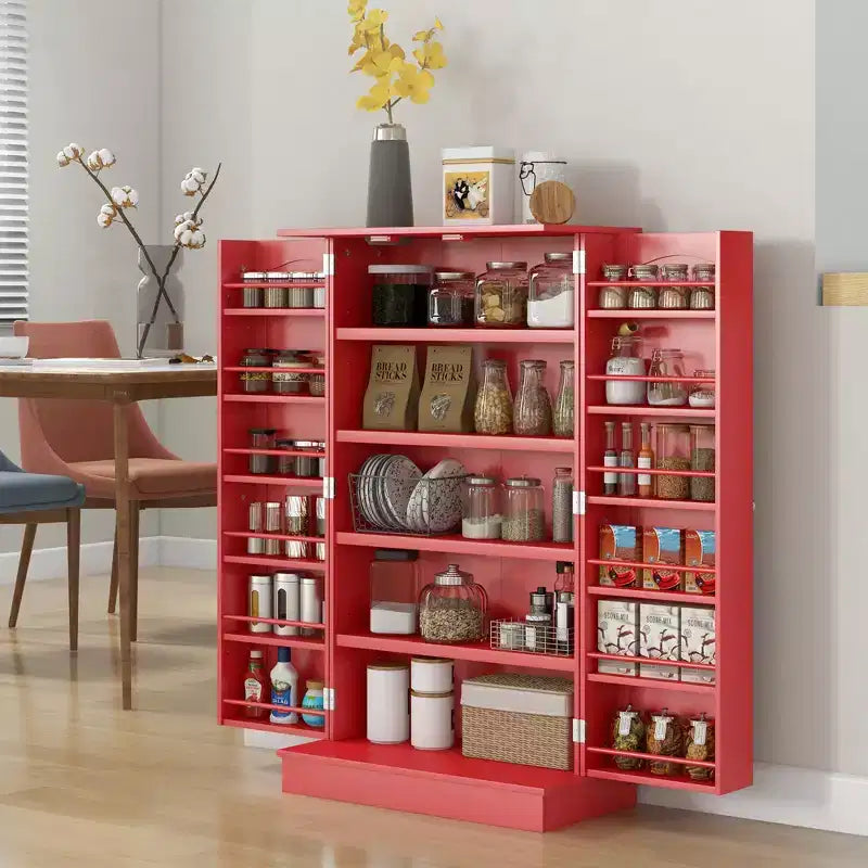 HOMCOM Garde-manger de cuisine de 41, placard de cuisine à 2 portes avec étagères de rangement à 5 niveaux, 12 porte-épices et étagères réglables, pour la salle à manger