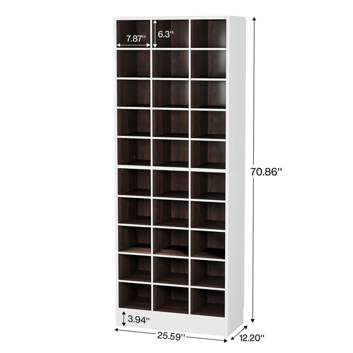 Wysoka szafka na 30 par butów, biała drewniana półka na buty z 10 poziomami do garderoby i przedpokoju - 10 poziomów