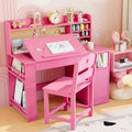 Ensemble bureau et chaise d’étude pour enfants avec rangement, bureau d’étude avec étagère supérieure inclinable, pour les enfants de 3 à 8 ans, table d’écriture pour chambre
